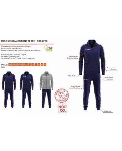 TUTA SCUOLA COTONE TERRY BLU/BLU Tg. XS