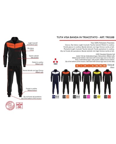 Tuta Givova BANDA VISA TRIACETATO TR018B Nero Rosso TR018B1012 Tuta Givova BANDA VISA TRIACETATO TR018B Nero Rosso TR018B1012