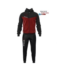 Tuta VISA MELANGE POLARFLEECE Givova TR018P con Cappuccio Granata Nero  TR018P0810
