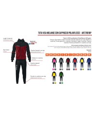 Tuta VISA MELANGE POLARFLEECE Givova TR018P con Cappuccio Granata Nero  TR018P0810