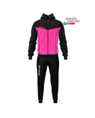 Tuta VISA MELANGE POLARFLEECE Givova TR018P con Cappuccio Rosa Fluo Nero TR018P6010