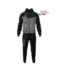 Tuta VISA MELANGE POLARFLEECE Givova TR018P con Cappuccio Nero Grigio TR018P1044