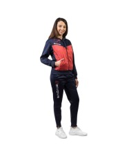 Tuta VISA MELANGE POLARFLEECE Givova TR018P con Cappuccio Blu Rosso TR018P0457