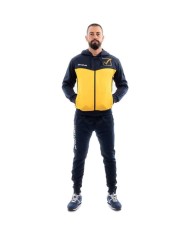 Tuta VISA MELANGE POLARFLEECE Givova TR018P con Cappuccio Blu Giallo TR018P0456