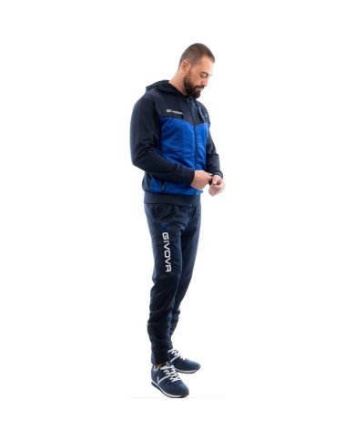 Tuta VISA MELANGE POLARFLEECE Givova TR018P con Cappuccio Blu Azzurro TR018P0446 Tuta VISA MELANGE POLARFLEECE Givova TR018P con Cappuccio Blu Azzurro TR018P0446