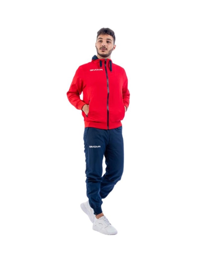 Tuta Givova WINNER MICROFIBRA TR017 Unisex con Cappuccio Rosso Blu TR0171204