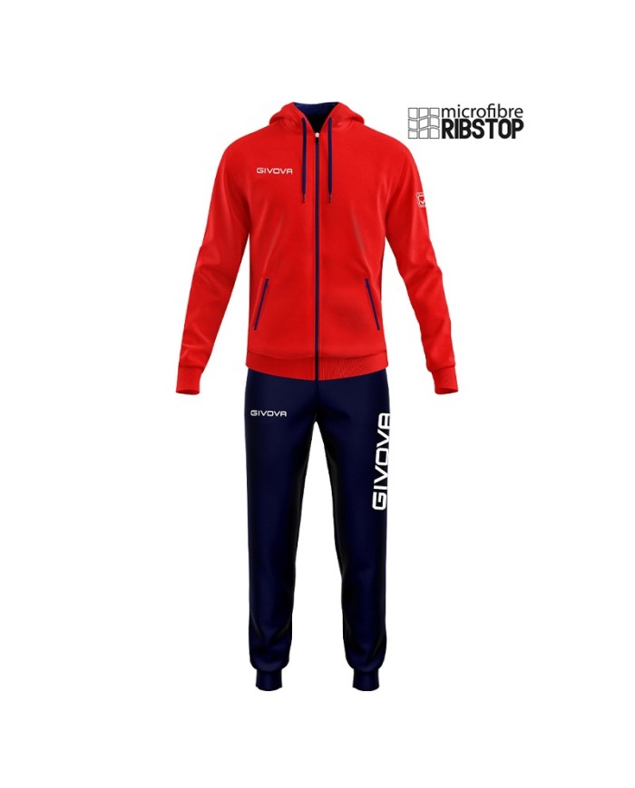 Tuta Givova WINNER MICROFIBRA TR017 Unisex con Cappuccio Rosso Blu TR0171204