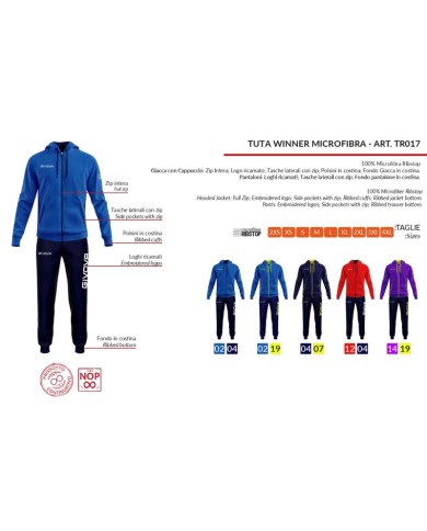 TUTA WINNER MICROFIBRA ROSSO/BLU Tg. 2XL
