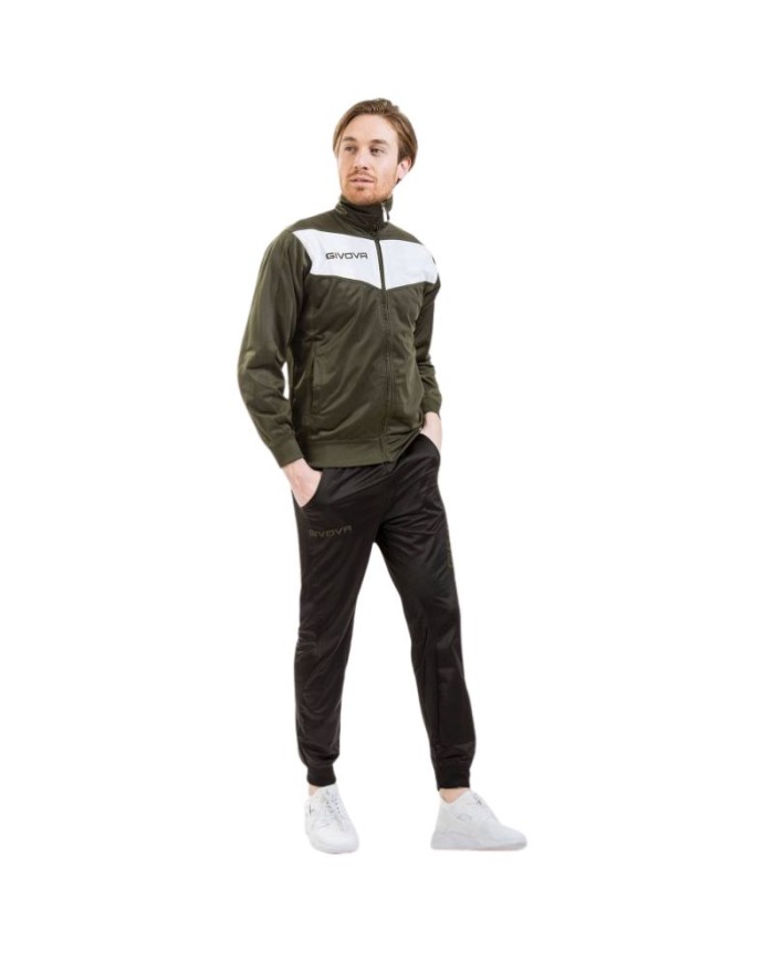 Tuta Givova VISA Triacetato Verde Militare Nero TR018 Fitness Sport TR0185110 Tuta Givova VISA Triacetato Verde Militare Nero TR018 Fitness Sport TR0185110