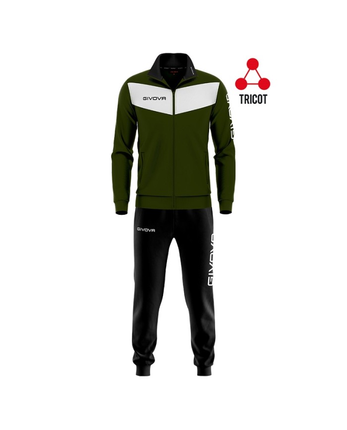Tuta Givova VISA Triacetato Verde Militare Nero TR018 Fitness Sport TR0185110 Tuta Givova VISA Triacetato Verde Militare Nero TR018 Fitness Sport TR0185110