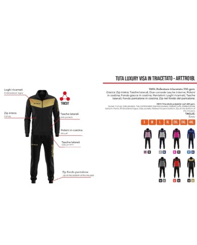 Tuta Givova VISA LUXURY Triacetato TR018L Unisex Lilla Nero TR018L1710 Tuta Givova VISA LUXURY Triacetato TR018L Unisex Lilla Nero TR018L1710
