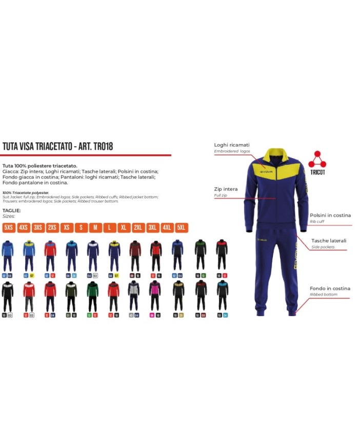 TUTA VISA TRIACETATO 4S NERO/VIOLA Tg. 2XL TUTA VISA TRIACETATO 4S NERO/VIOLA Tg. 2XL
