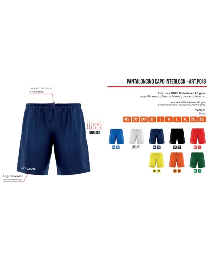 PANTALONCINO CAPO INTERLOCK VERDE Tg. 2XL PANTALONCINO CAPO INTERLOCK VERDE Tg. 2XL