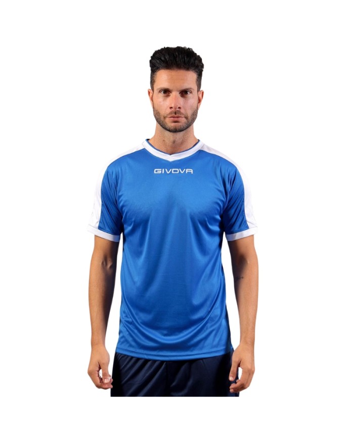 Maglia Givova Shirt Revolution Interlock MAC04 Azzurro Bianco Calcio Sport MAC040203