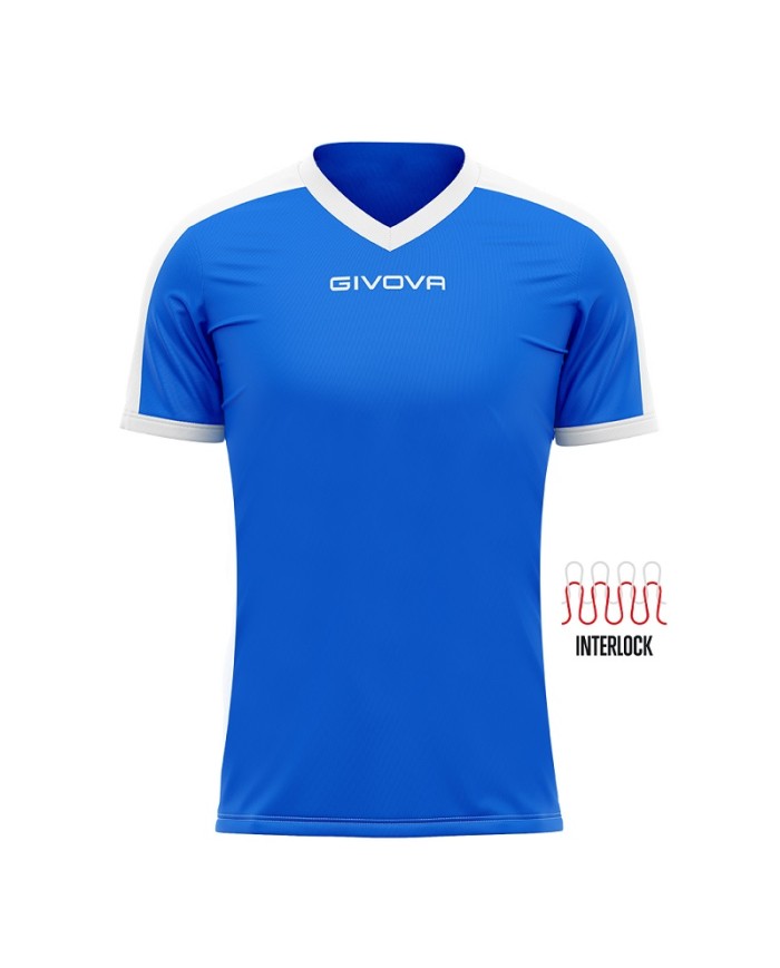 Maglia Givova Shirt Revolution Interlock MAC04 Azzurro Bianco Calcio Sport MAC040203
