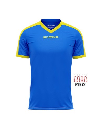 Maglia Givova Shirt Revolution Interlock MAC04 Azzurro Giallo Calcio Sport MAC040207 Maglia Givova Shirt Revolution Interlock MAC04 Azzurro Giallo Calcio Sport MAC040207