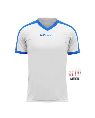 Maglia Givova Shirt Revolution Interlock MAC04 Bianco Azzurro Calcio Sport MAC040302 Maglia Givova Shirt Revolution Interlock MAC04 Bianco Azzurro Calcio Sport MAC040302