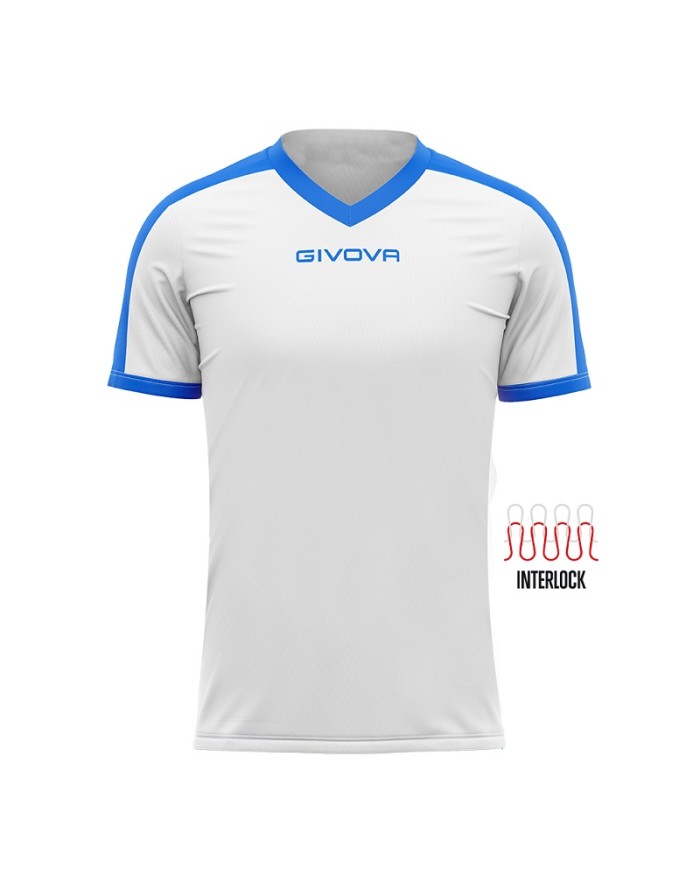 Maglia Givova Shirt Revolution Interlock MAC04 Bianco Azzurro Calcio Sport MAC040302 Maglia Givova Shirt Revolution Interlock MAC04 Bianco Azzurro Calcio Sport MAC040302