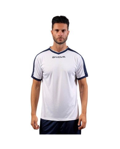 Maglia Givova Shirt Revolution Interlock MAC04 Bianco Blu Calcio Sport MAC040304 Maglia Givova Shirt Revolution Interlock MAC04 Bianco Blu Calcio Sport MAC040304