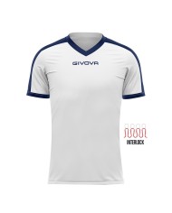 Maglia Givova Shirt Revolution Interlock MAC04 Bianco Blu Calcio Sport MAC040304 Maglia Givova Shirt Revolution Interlock MAC04 Bianco Blu Calcio Sport MAC040304