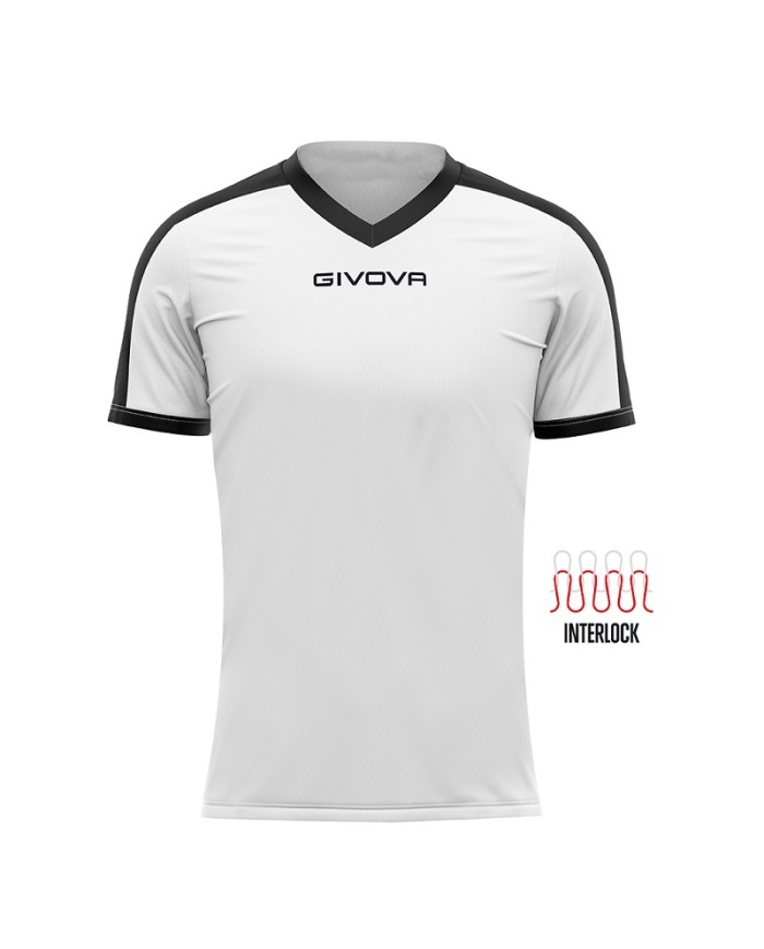 Maglia Givova Shirt Revolution Interlock MAC04 Bianco Nero Calcio Sport MAC040310 Maglia Givova Shirt Revolution Interlock MAC04 Bianco Nero Calcio Sport MAC040310