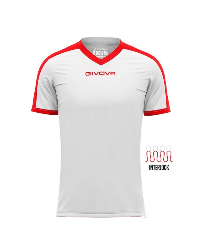 Maglia Givova Shirt Revolution Interlock MAC04 Bianco Rosso Calcio Sport MAC040312 Maglia Givova Shirt Revolution Interlock MAC04 Bianco Rosso Calcio Sport MAC040312