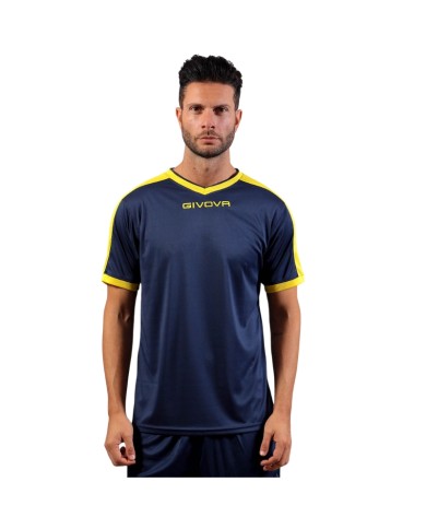Maglia Givova Shirt Revolution Interlock MAC04 Blu Giallo Calcio Sport MAC040407 Maglia Givova Shirt Revolution Interlock MAC04 Blu Giallo Calcio Sport MAC040407