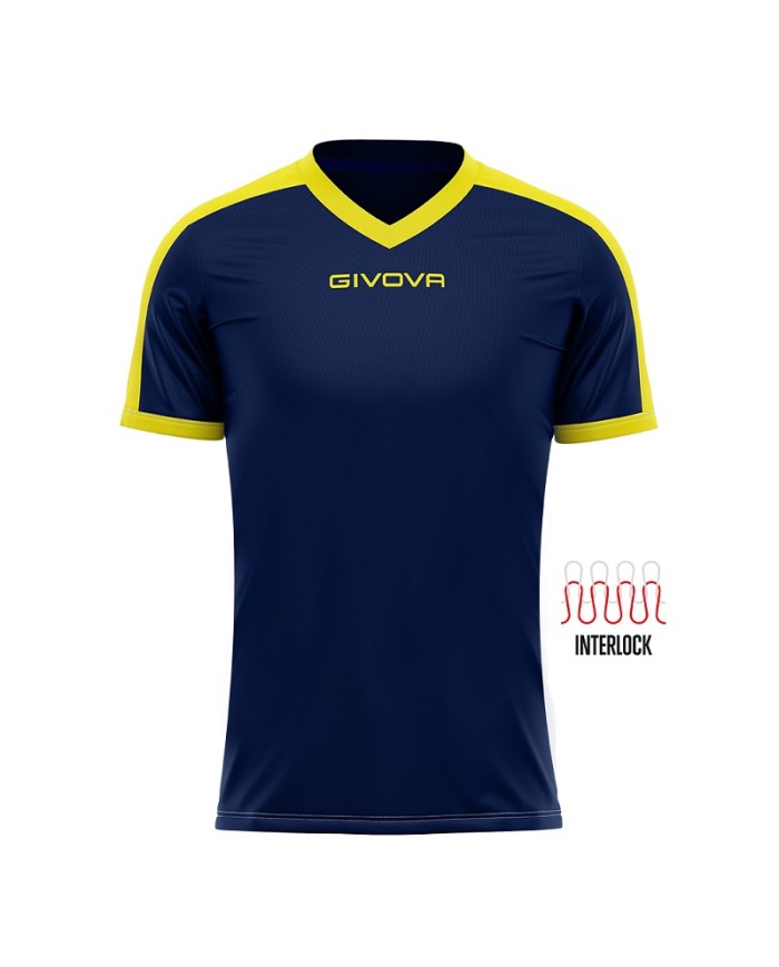 Maglia Givova Shirt Revolution Interlock MAC04 Blu Giallo Calcio Sport MAC040407 Maglia Givova Shirt Revolution Interlock MAC04 Blu Giallo Calcio Sport MAC040407