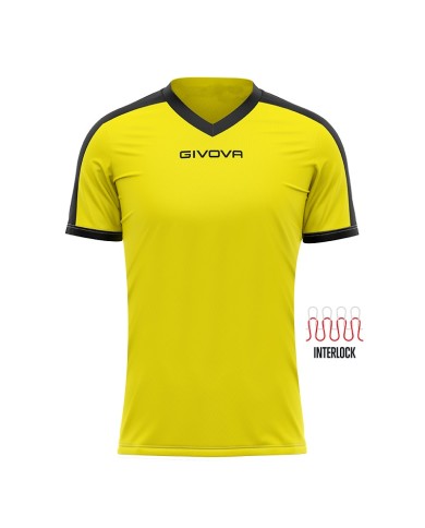 Maglia Givova Shirt Revolution Interlock MAC04 Giallo Nero Calcio Sport MAC040710