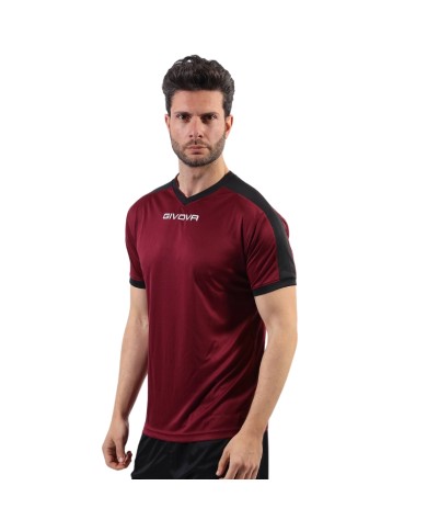 Maglia Givova Shirt Revolution Interlock MAC04 Granata Nero Calcio Sport MAC040810 Maglia Givova Shirt Revolution Interlock MAC04 Granata Nero Calcio Sport MAC040810