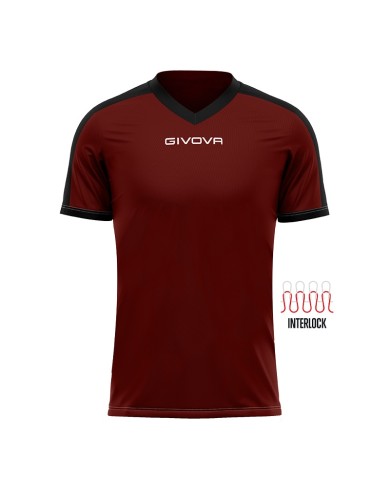 Maglia Givova Shirt Revolution Interlock MAC04 Granata Nero Calcio Sport MAC040810 Maglia Givova Shirt Revolution Interlock MAC04 Granata Nero Calcio Sport MAC040810