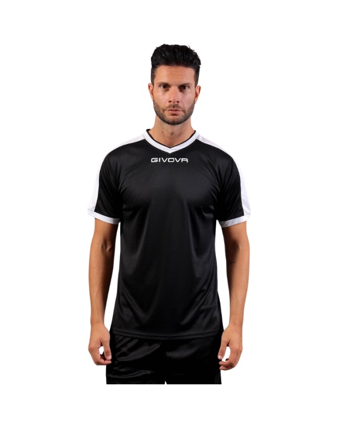 Maglia Givova Shirt Revolution Interlock MAC04 Nero Bianco Calcio Sport MAC041003