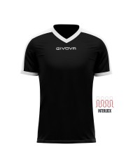 Maglia Givova Shirt Revolution Interlock MAC04 Nero Bianco Calcio Sport MAC041003
