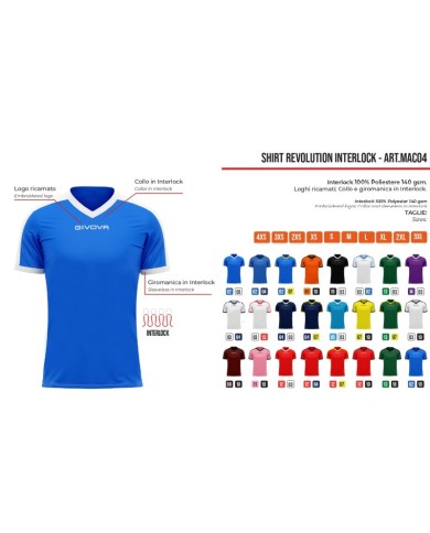 Maglia Givova Shirt Revolution Interlock MAC04 Nero Bianco Calcio Sport MAC041003