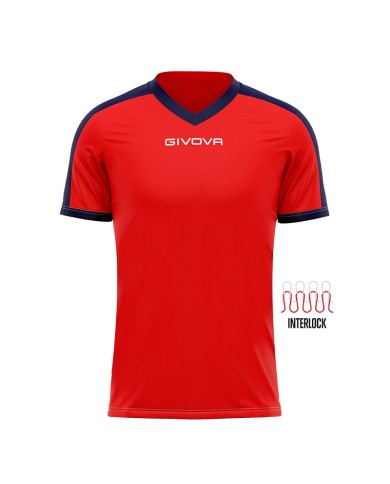 Maglia Givova Shirt Revolution Interlock MAC04 Rosso Blu Calcio Sport MAC041204 Maglia Givova Shirt Revolution Interlock MAC04 Rosso Blu Calcio Sport MAC041204