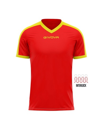 Maglia Givova Shirt Revolution Interlock MAC04 Rosso Giallo Calcio Sport MAC041207 Maglia Givova Shirt Revolution Interlock MAC04 Rosso Giallo Calcio Sport MAC041207