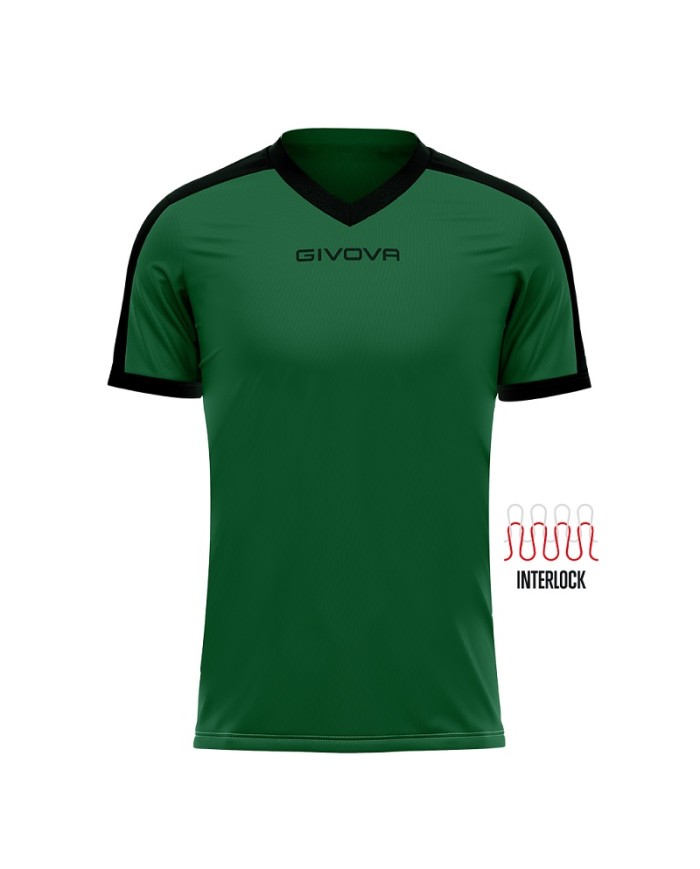 Maglia Givova Shirt Revolution Interlock MAC04 Verde Nero Calcio Sport MAC041310 Maglia Givova Shirt Revolution Interlock MAC04 Verde Nero Calcio Sport MAC041310
