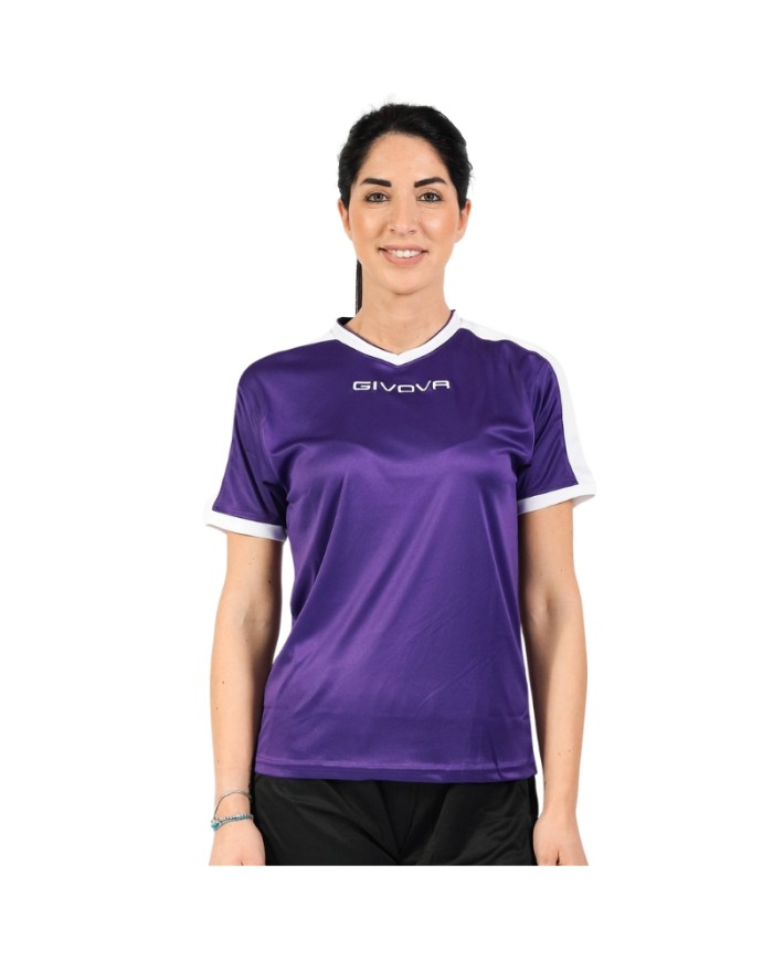 Maglia Givova Shirt Revolution Interlock MAC04 Viola Bianco Calcio Sport MAC041403