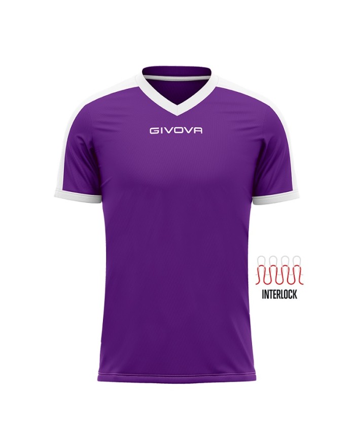 Maglia Givova Shirt Revolution Interlock MAC04 Viola Bianco Calcio Sport MAC041403