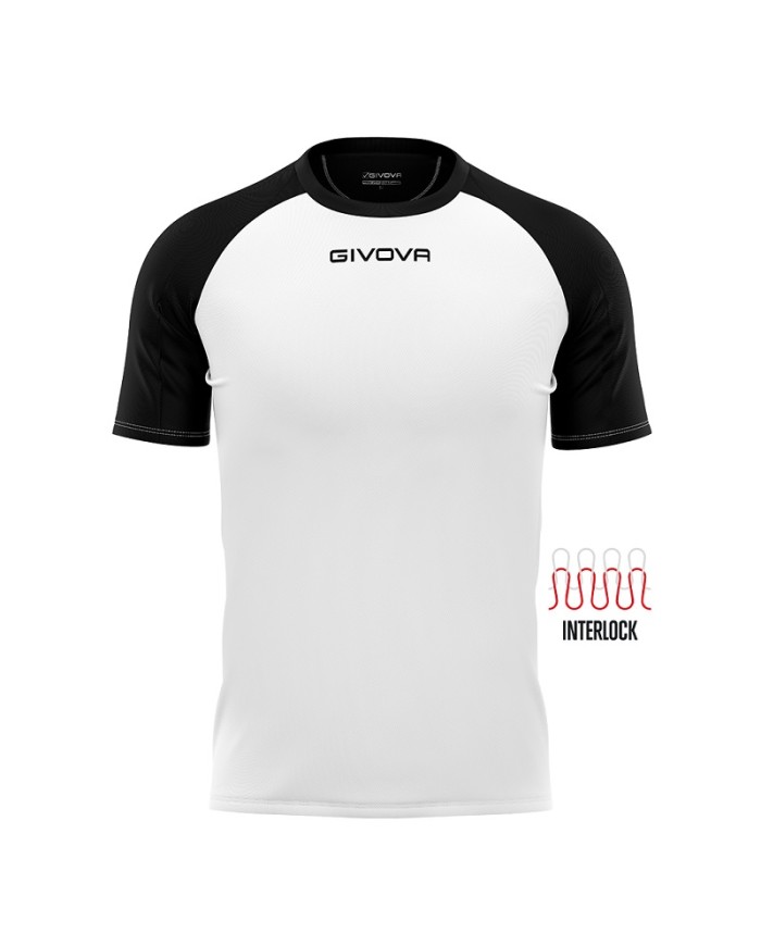 Maglia Givova Shirt Capo Interlock Bianco Nero MAC03 Calcio Sport MAC030310