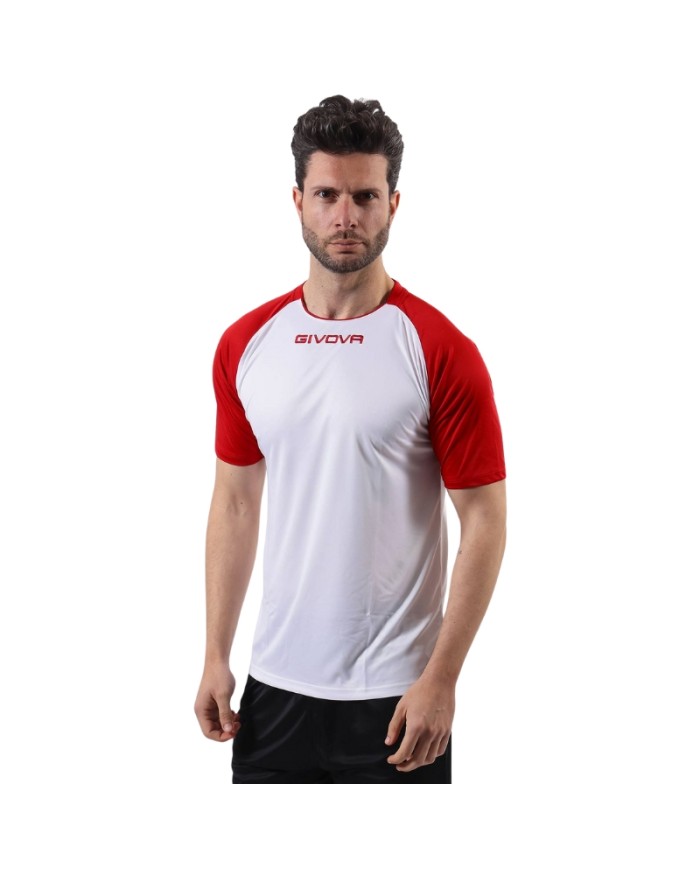 Maglia Givova Shirt Capo Interlock Bianco Rosso MAC03 Calcio Sport MAC030312