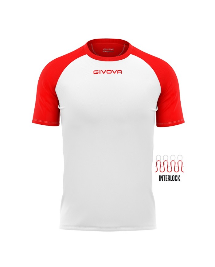 Maglia Givova Shirt Capo Interlock Bianco Rosso MAC03 Calcio Sport MAC030312
