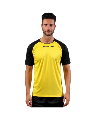 Maglia Givova Shirt Capo Interlock Giallo Nero MAC03 Calcio Sport MAC030710