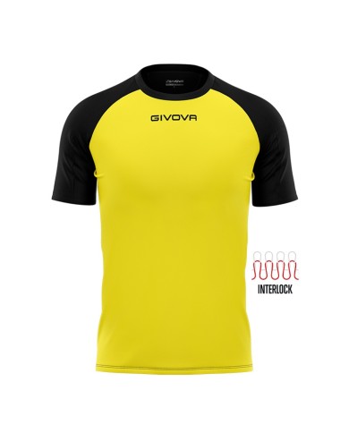 Maglia Givova Shirt Capo Interlock Giallo Nero MAC03 Calcio Sport MAC030710