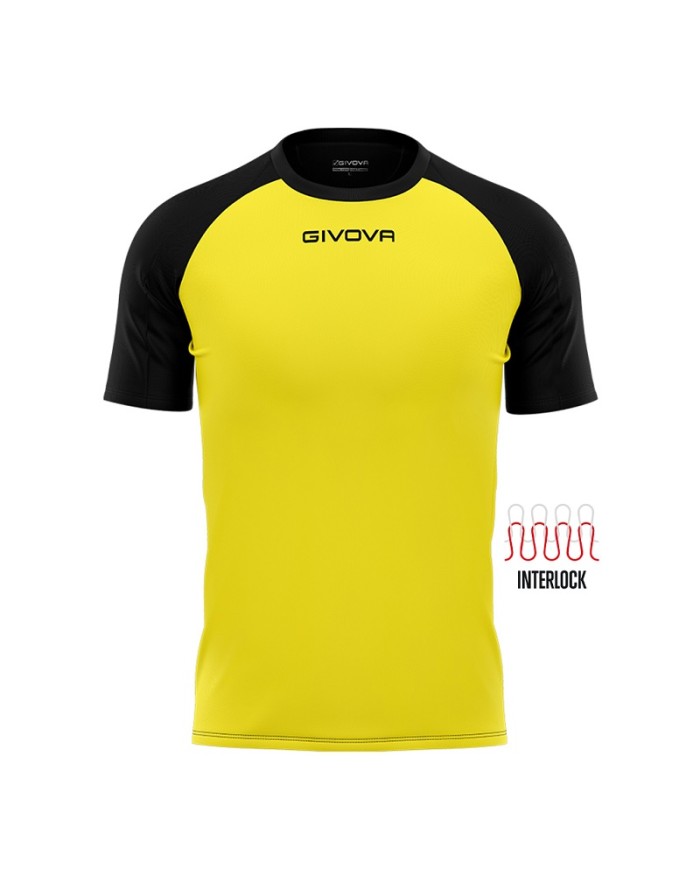 Maglia Givova Shirt Capo Interlock Giallo Nero MAC03 Calcio Sport MAC030710