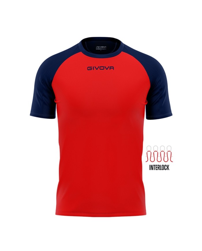 Maglia Givova Shirt Capo Interlock Rosso Blu MAC03 Calcio Sport MAC031204 Maglia Givova Shirt Capo Interlock Rosso Blu MAC03 Calcio Sport MAC031204
