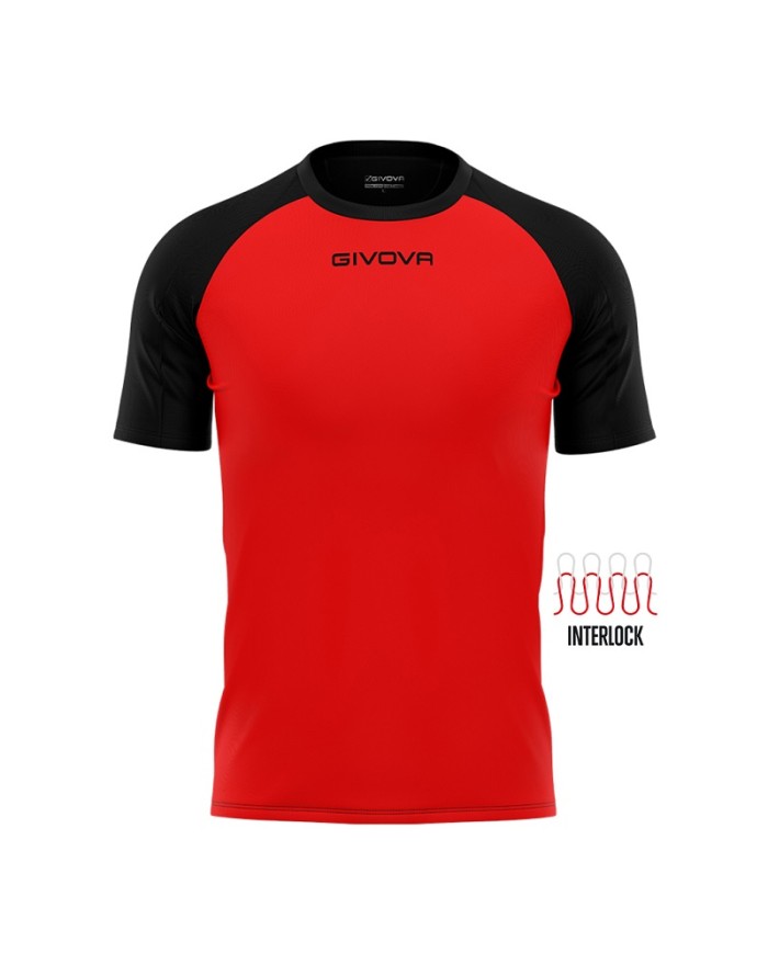 Maglia Givova Shirt Capo Interlock Rosso Nero MAC03 Calcio Sport MAC031210 Maglia Givova Shirt Capo Interlock Rosso Nero MAC03 Calcio Sport MAC031210