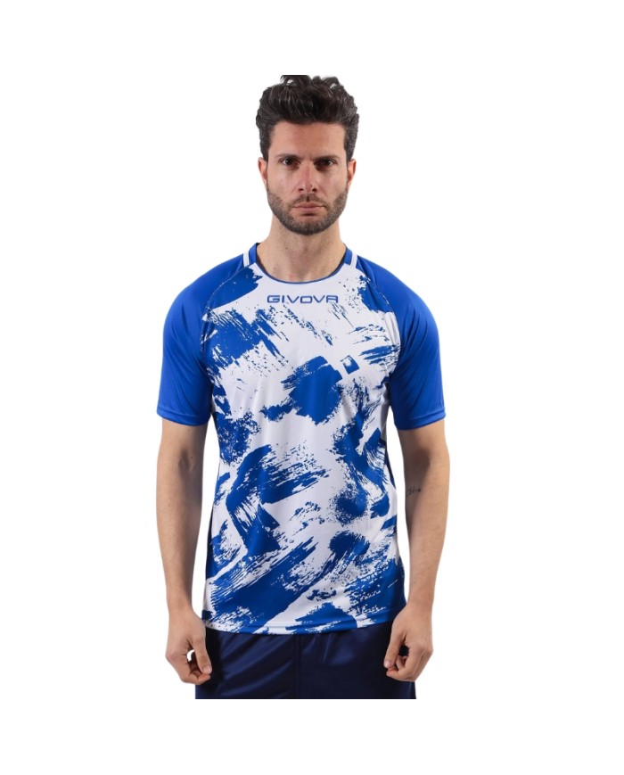 Maglia Givova Shirt Art Interlock MAC05 Calcio Azzurro Bianco Unisex MAC050203
