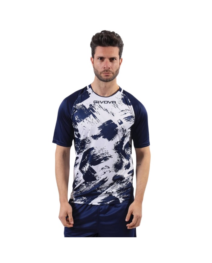 Maglia Givova Shirt Art M/C Interlock MAC05 Calcio Bianco Blu Unisex MAC050304