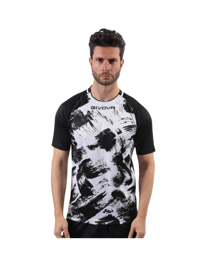 Maglia Givova Shirt Art M/C Interlock MAC05 Calcio Bianco Nero Unisex MAC050310